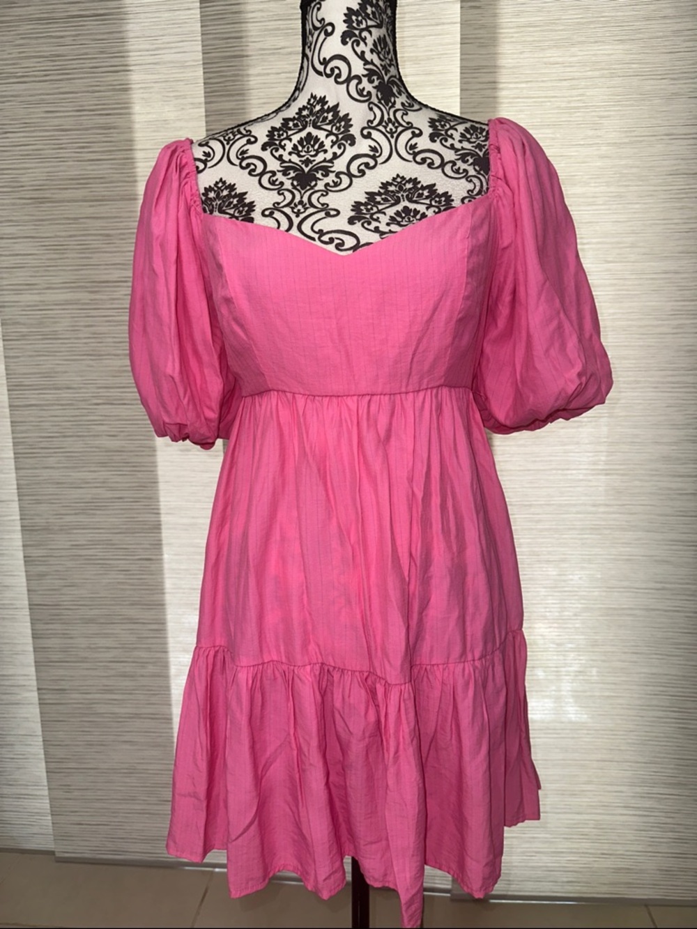Flying Tomato Pink Puff-Sleeve Mini Dress Sz. S